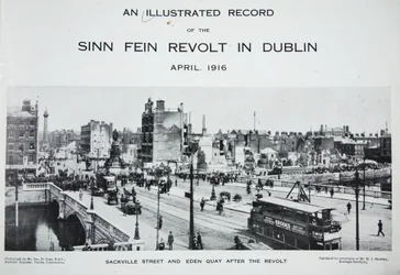 Sackville Street et Eden Quay après la révolte, tirée de An Illustrated Record of the Sinn Fein Revolt in Dublin, avril 1916
